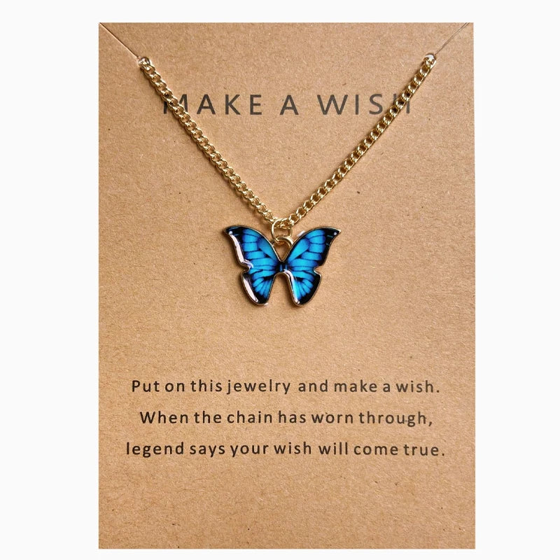 10 Pcs Fashion Butterfly Necklaces For Women Boho Vintage Colorful Simple Pendant Choker Chain 2024 New Jewelry Gifts Wholesale