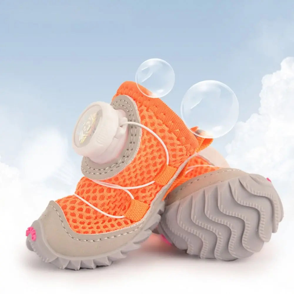 4pcs/set Protecting Breathable Dog Mesh Shoes Adjustable Anti-slip Pet Boots Thin Soft Sole Dog Sneakers Summer Season
