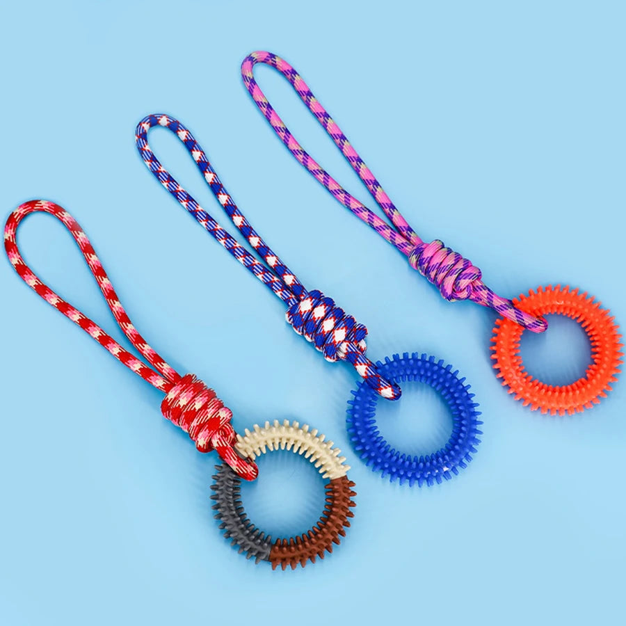 Dog Teeth Grinding Anti Bite Cotton Rope Toy Pet Colorful Weaving Knot Toy Dog Self Fun Toy