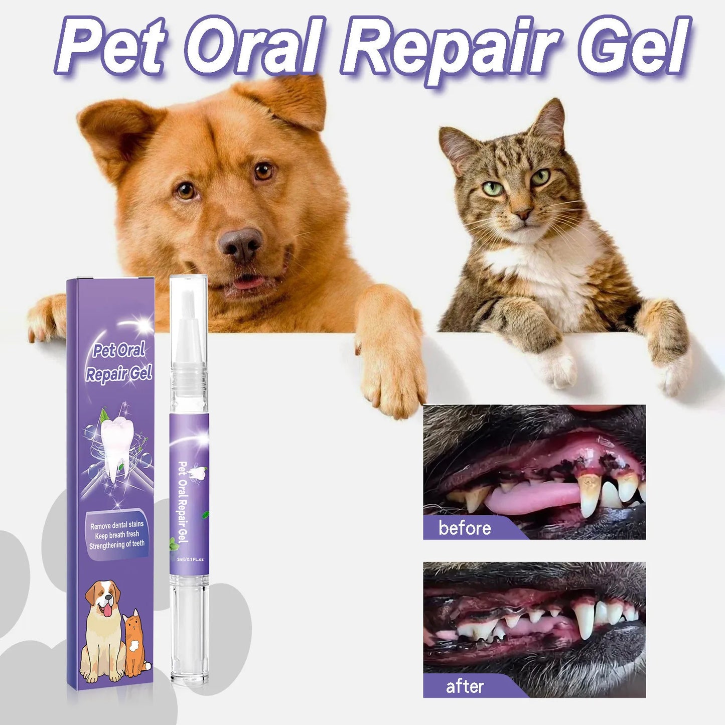 Pet Oral Gel for Dogs & Cats – Fresh Breath & Tartar Control
