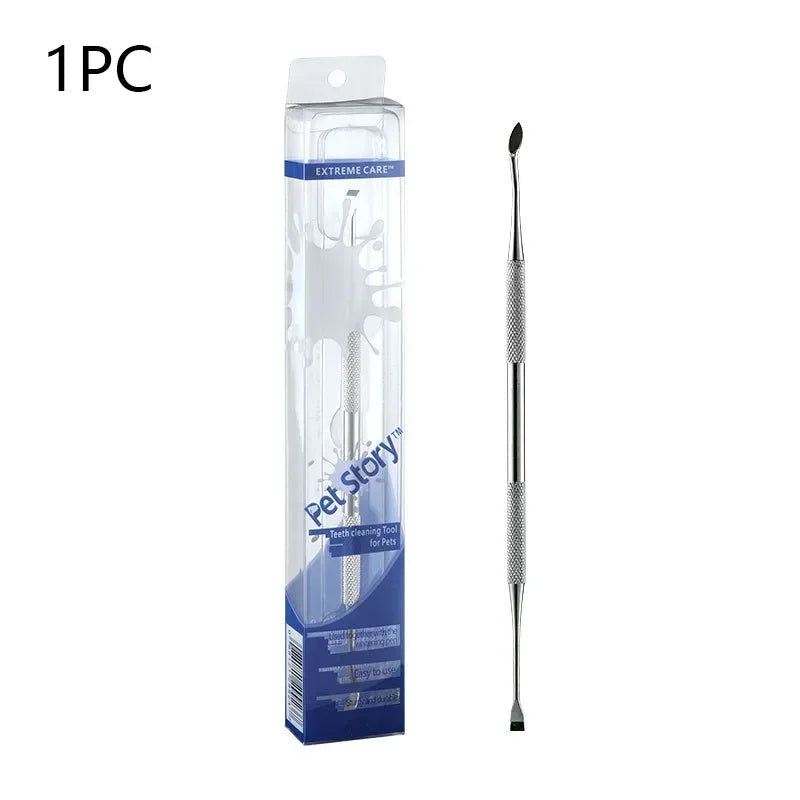 Pet Dog Toothbrush Stainless Steel Double Head Tooth Cleaning Tool Brush Bad Breath Tartar Teeth Care For Dog Cat Supplies