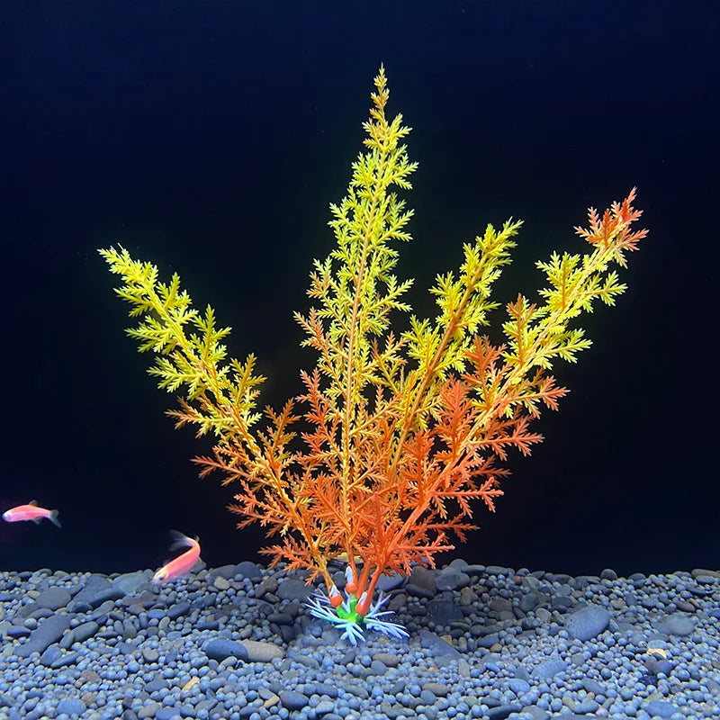 7.08 吋魚缸仿真植物水族箱人造裝飾植物擺飾水草魚缸塑膠裝飾 18 厘米