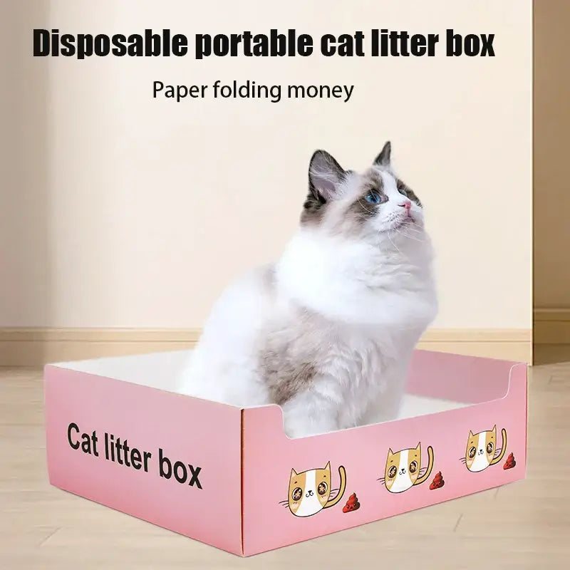 Foldable Disposable Cat Litter Box Pet Sand Box Container Kitten Travel Toilet Anti-splash Waterproof Large Space Cat Bedpan