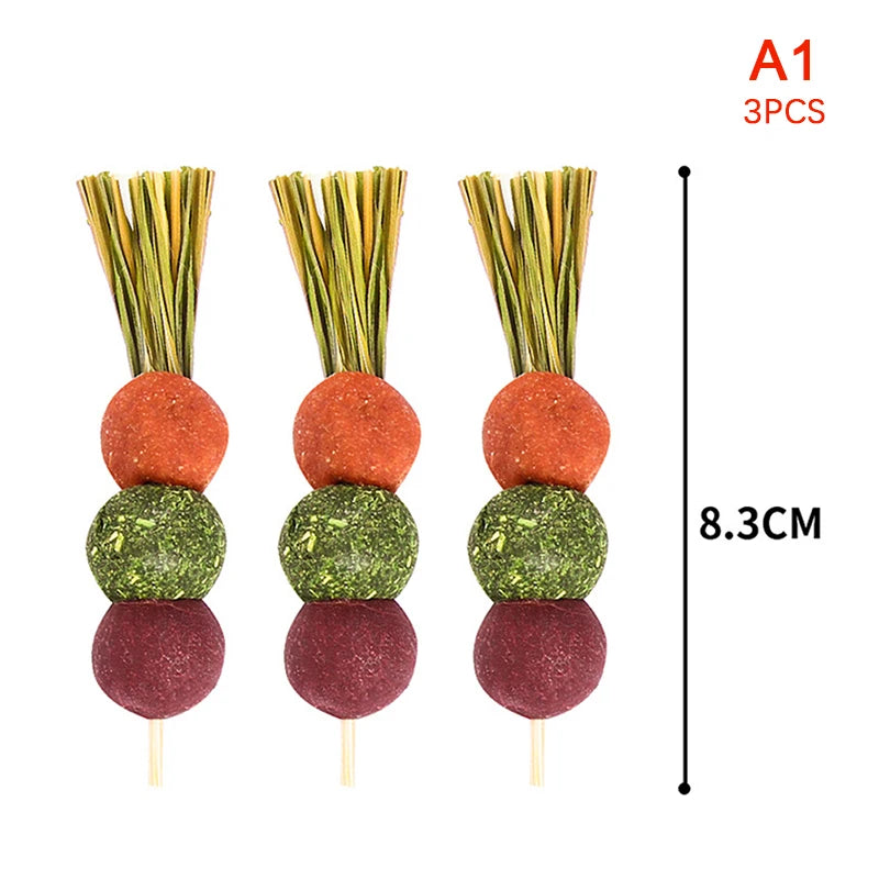 3 Pcs Hamster Carrot Teething Supplies Grass Cake Toy All Natural Nutritious Carrot Rabbit Golden Snacks