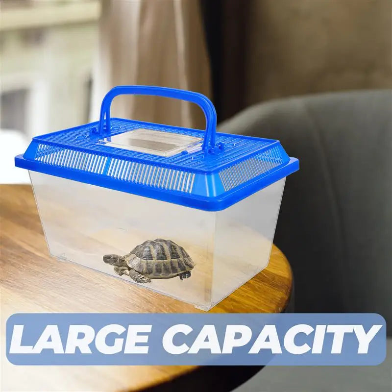 Plastic Carrier Box Turtle Tank for Breeding Feeding Lizard Gecko Tortoise Terrarium Lid Aquarium Reptile Habitat Vivarium Box