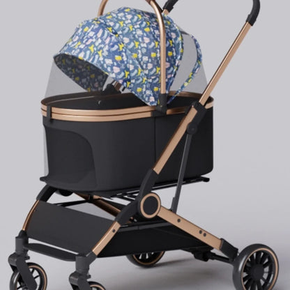 Folding 4 Wheels Dog Trolley Pet Jogger for Small Medium Dogs Travel