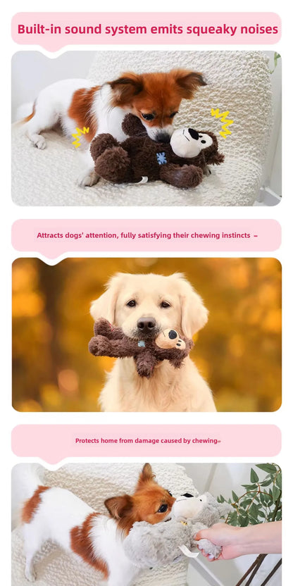 Kong Patch Bear Chew Resistant Plush Toy Sound Making Stress Relief Tug of War for Puppies And Adult Dogs Pet Toys Short Plush