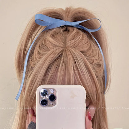 Vintage Large Velvet Bow Hair Clip Trend Long Ribbon Hairpins Barrettes Headband For Women Girl Hair Accessories Wedding Jewelry