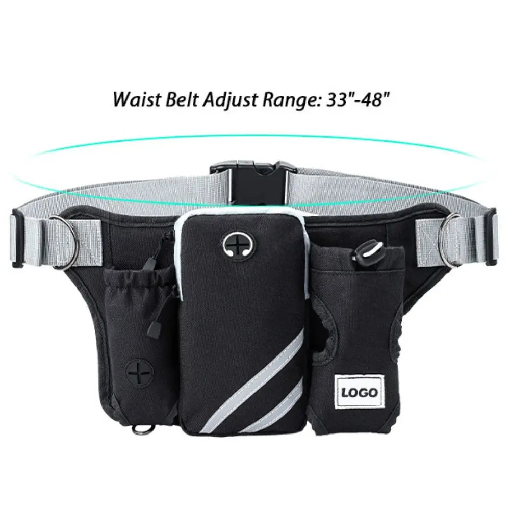 New Retractable Dog Walking Bag Adjustable Reflective Puppy Training Pouch Outdoor Hands Free Waist Bag Running