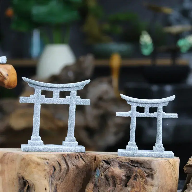 S/L Aquarium Decor Japanese Torii Gate Miniature Ornament Fish Tank Garden Shrine Shinto Landscape Sandstone Micro Decoration