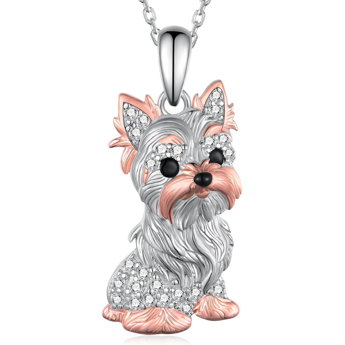 Creative Cute Two-Color Yorkshire Pendant Necklace for Women Pet Puppy Jewelry Animal Accessories Birthday Gift for Dog Lovers