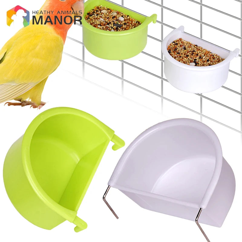 2 /1 Pieces Bird Food Feeding Dish Easy to Install Bird Cage Feeder Bowl for Small Animals Budgie Parrot Parakeets Lovebirds