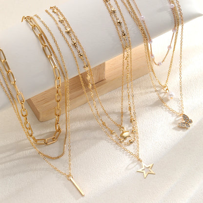 10 Pcs Fashion Butterfly Necklaces For Women Boho Vintage Colorful Simple Pendant Choker Chain 2024 New Jewelry Gifts Wholesale