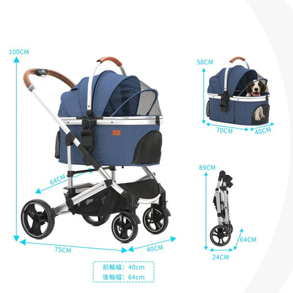 Pet Stroller Can Be Detached for Cats and Dogs The Large Space Is Comfortable and The Dog Stroller Is Easy To Fold