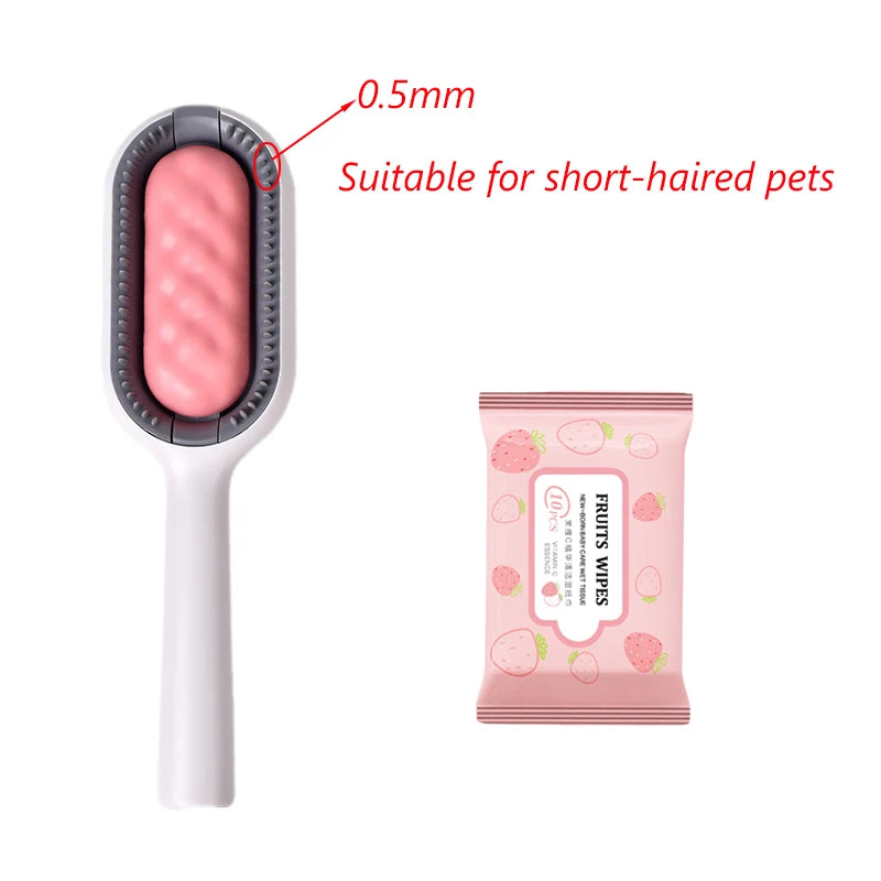 Double Sided Hair Removal Brushes for Cat Dog Pet Grooming Comb with Wipes Kitten Brush gato accesorios artículos para mascotas