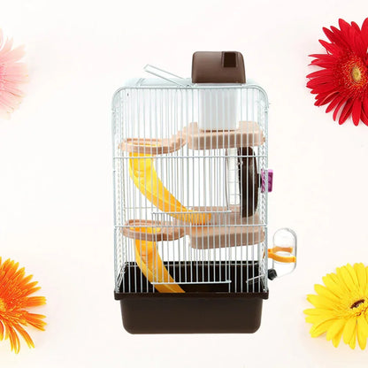 Large Hamster Cage Three Layers Chinchilla Cage Includes Water Bottle Exercise Wheel Dish Hamster Hide- Out Small House for