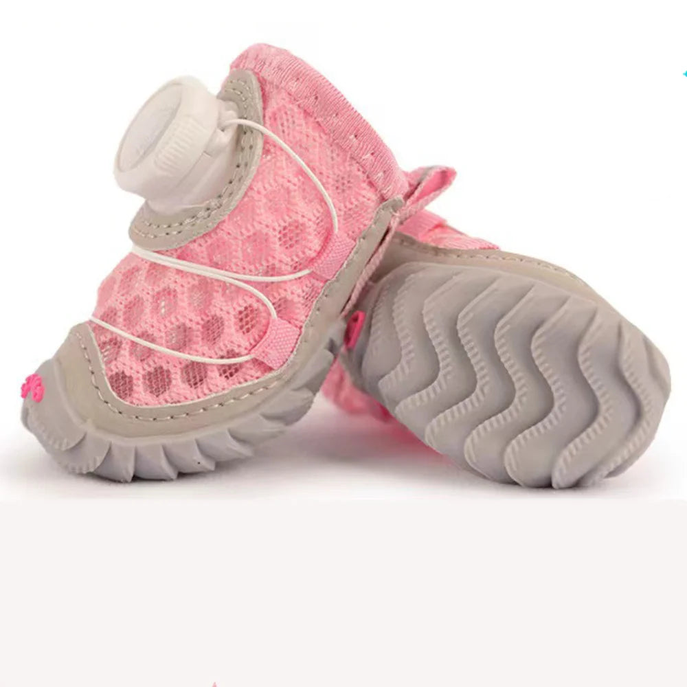 4pcs/set Protecting Breathable Dog Mesh Shoes Adjustable Anti-slip Pet Boots Thin Soft Sole Dog Sneakers Summer Season
