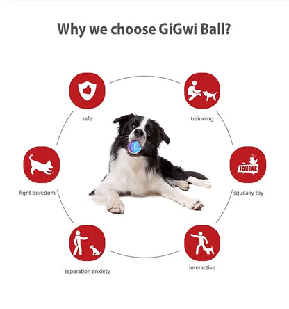 Interactive Dog Ball Pet Toys G-Ball Series Squeaky 2.5' Bouncy Assorted Colors for Small/Medium Dogs