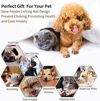 Poursweet 犬用舐めマット 吸​​盤付き スローフィーダー ペットの不安解消 猫の食事、ヨーグルト、ピーナッツバターのトレーニングに