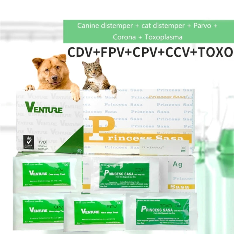 Pet Test Kits at Home for Dog or Cat Urine Stool Sample Collection Kits Result in 5-10 Minutes for CPV-CDV-FPV-TOXO-CCV