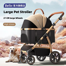 Bello Luxury large Pet Stroller Modern Detachable Medium and Large Cart Aluminum Alloy Cat Dog Hand adjustable Handel Pushing PU