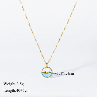 EILIECK 316L Stainless Steel Moon Pearl Zircon Puppy Pendant Necklace For Women Girl New Fashion Neck Chain Jewelry Gift Bijoux