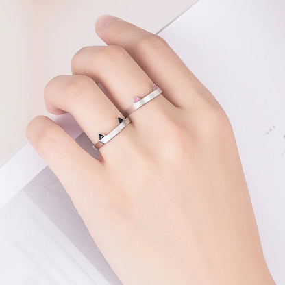2pcs Y2K Cute Cat Paw Print Ring Women Girls Adjustable Cat Ears Paw Animal Finger Ring Couple Cartoon Little  Gift Jewelry