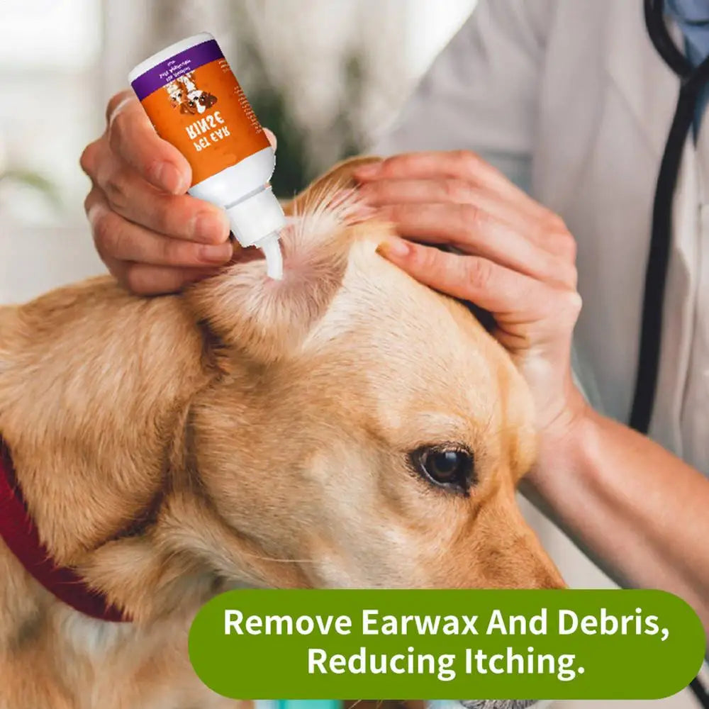 Pet Ear Cleaner 100X Puppy Ear Drops Cleaning Wipes Set Descaling Liquid 60ml For Home Travel Pet Care Supplies For Itch Relief