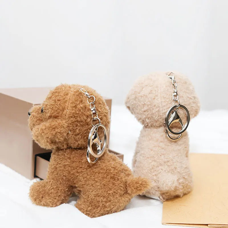 12cm Cute Teddy Dog Plush Keychain Small Pendant Kids Toys Backpack Hangings Stuffed Animals Christmas Birthday Gifts