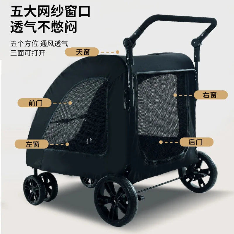 Medium and Large Dog Out Trolley Pet Trolley Foldable Elderly Dog Disability Assistance Car Cat Stroller Cat Cart Pet Stroller