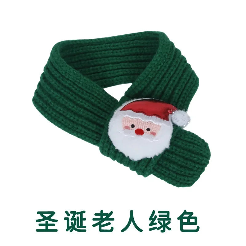 New Pet Knitted Christmas Scarf Cat Dog Yarn Cartoon Elk Snowman Warm Plush Hat Set Dog Accessories for Small Dogs