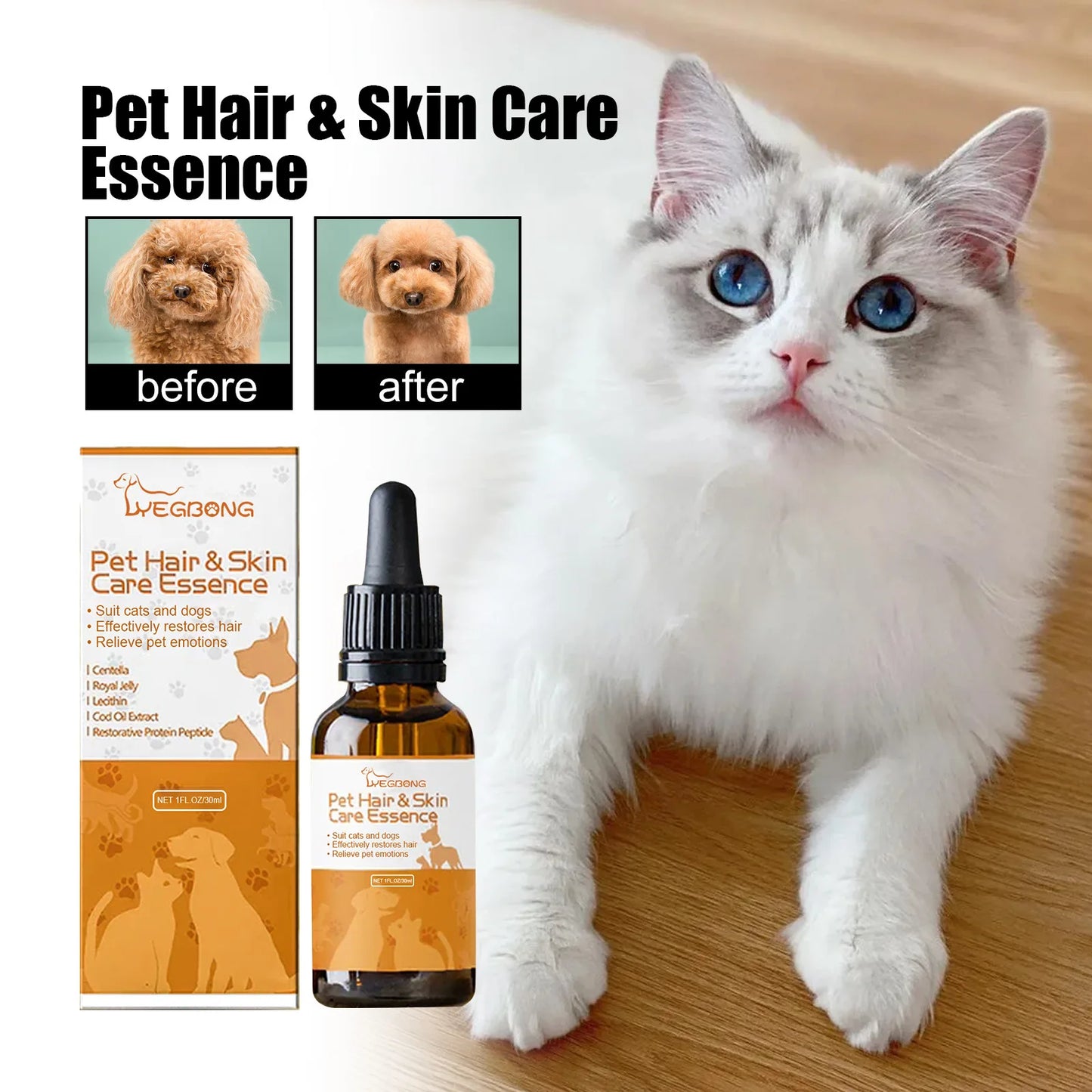Pet Hair Care Essence Cat Hair Softening Moisturizing Dog Coat Conditioner Itch Relief Deodorizer Anti Flea Dog Hair Care Cream