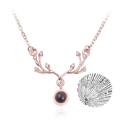 I Love You Necklace With Rose Gifts Box 100 Languages Projection Pendant Jewelry For Girlfriend 2023 New In Romantic Accessories