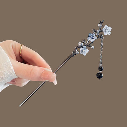 Classic Hair Stick Peach-blossomhair Chopsticks Gold Plated Prong Updo Chignon Hairpin For Women Chinese Hanfu Hair Accessories