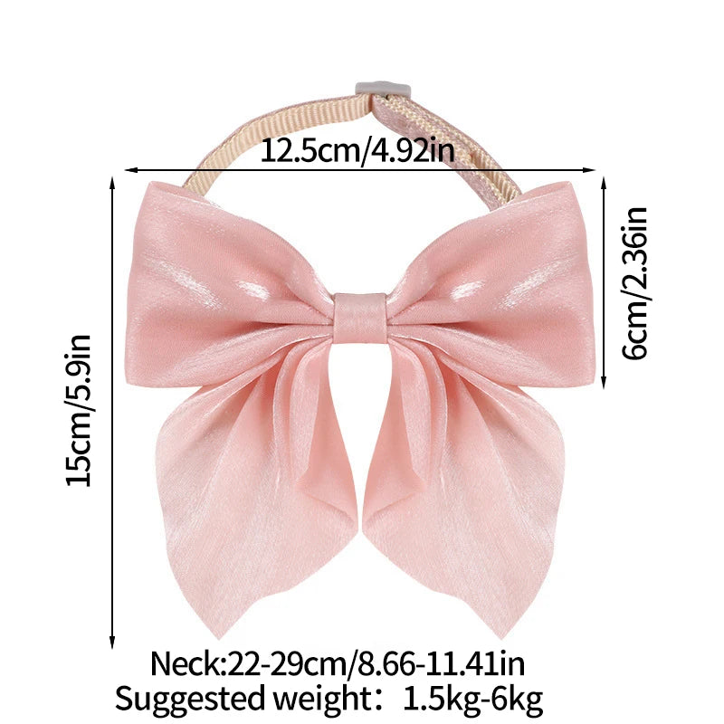 High Silk imitation Nylon Dragon Cat Collar Solid Color Bow Small Dog Collar Adjustable Safety Buckle Cat Bow Pet Accessory