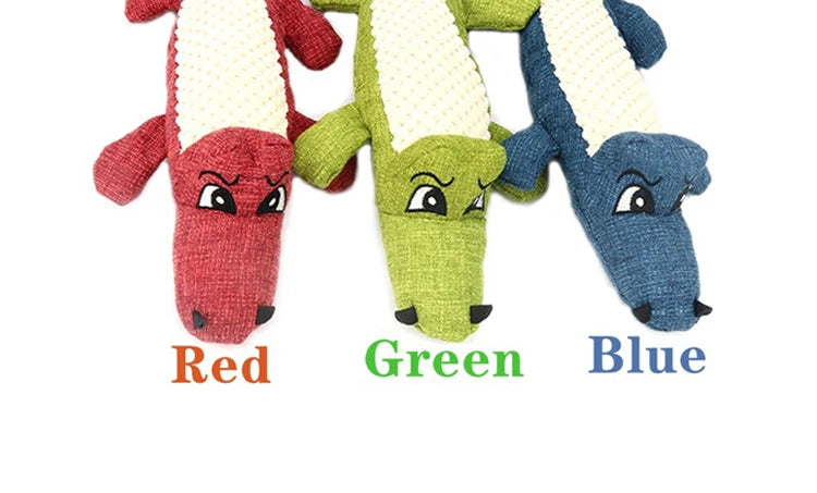 Pet Chew Toys Interactive Cartoon Animal Plush Alligator Shape Dog Sound Toy Gnawing Grinding Teeth Training Supplies