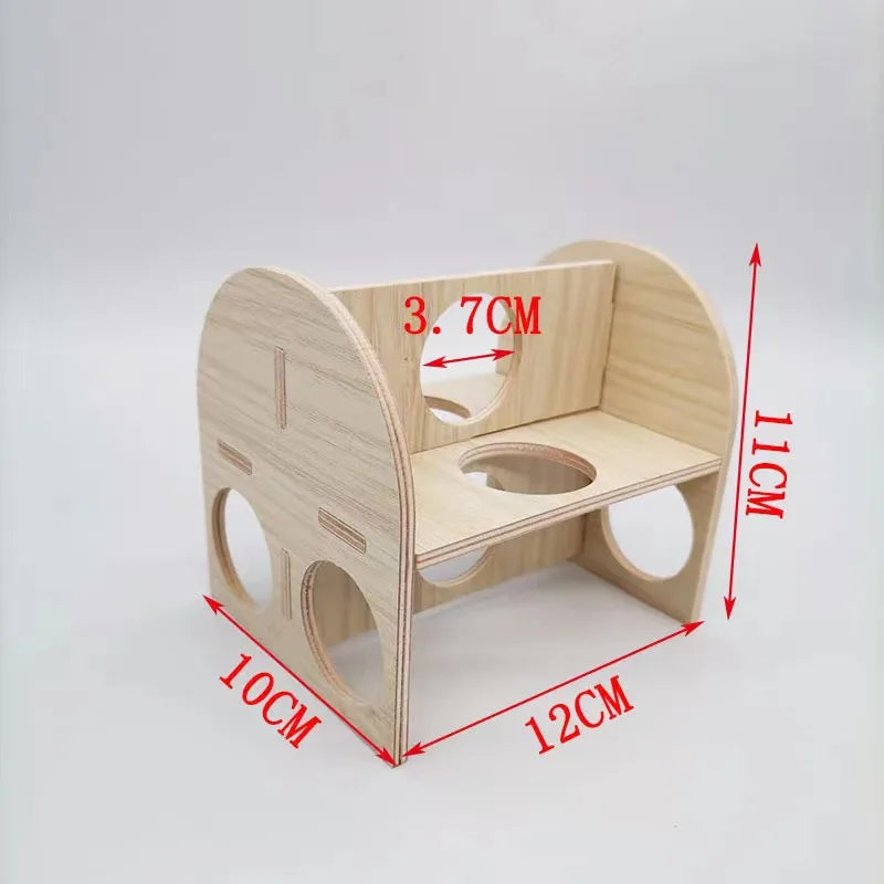 Pet Hamsters House DIY Wooden Gerbil Hideout Bridge Swing and Chinchilla Seesaw Pet Sport Exercise Toys Set  Cage Accessories