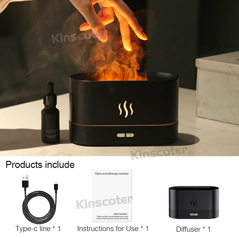 KINSCOTER Aroma Diffuser Air Humidifier Ultrasonic Cool Mist Maker Fogger Led Essential Oil Flame Lamp Difusor