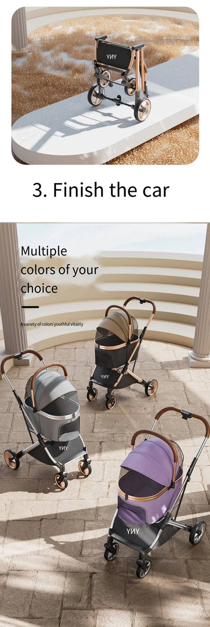 Separable High-end Pet Stroller with Multifunctional Bag Separation Ultra Easy To Carry One Click Collection Cat Dog Stroller