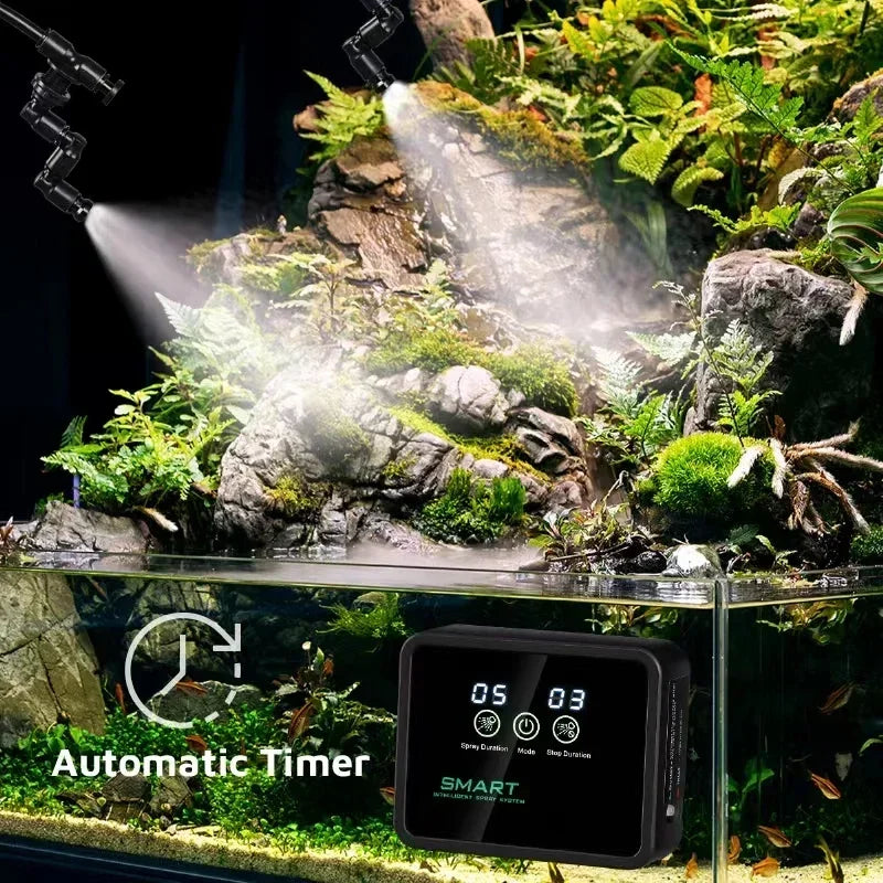 Reptile Intelligent Spray System Mist Rainforest Tank Spray System Kit Sprinkler Control Terrariums Humidifier Electronic Timer