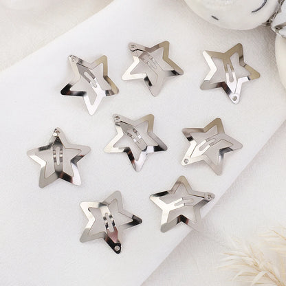 Petshomesupplies 10/100Pcs Silver Star Hair Clips for Girls Filigree Star Metal Snap Clip Hairpins Barrettes Hair jewelry Nickle Free Lead Free