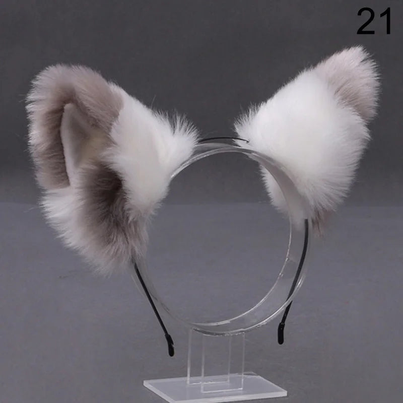 Fox Cat Ear Plush Hair Hoops Cosplay Fluffy Plush Hairband Headband Women Girl Masquerade Party Headwear Hair Accessories