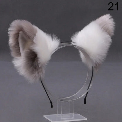 Fox Cat Ear Plush Hair Hoops Cosplay Fluffy Plush Hairband Headband Women Girl Masquerade Party Headwear Hair Accessories