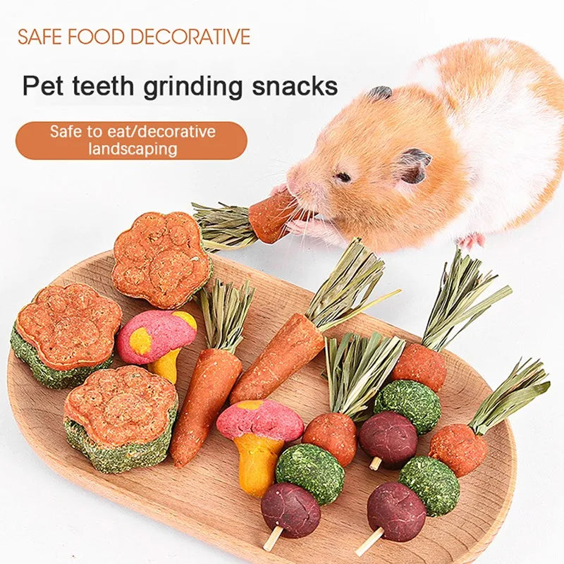 3 Pcs Hamster Carrot Teething Supplies Grass Cake Toy All Natural Nutritious Carrot Rabbit Golden Snacks