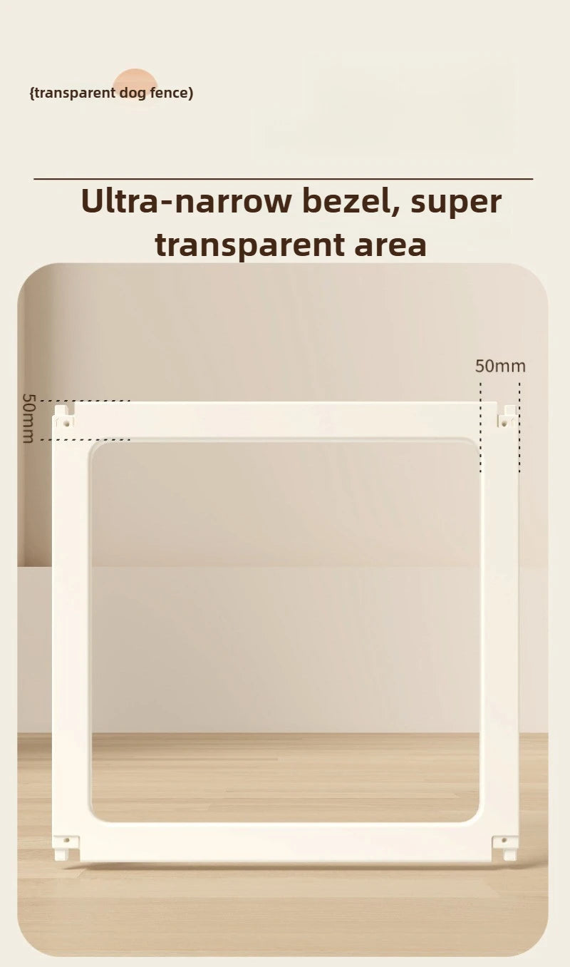 Pet Fence Fully Transparent Houses Acrylic Large Dog Fence Indoor Dog House.Large Space Dog Crate Double Suction Cup Design