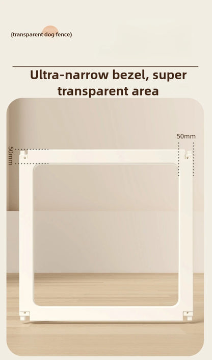 Pet Fence Fully Transparent Houses Acrylic Large Dog Fence Indoor Dog House.Large Space Dog Crate Double Suction Cup Design