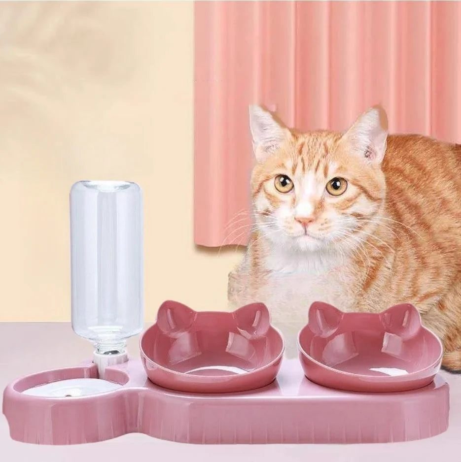 Pet Automatic Water Feeder and Food Container (Anti Slip Double Bowl)