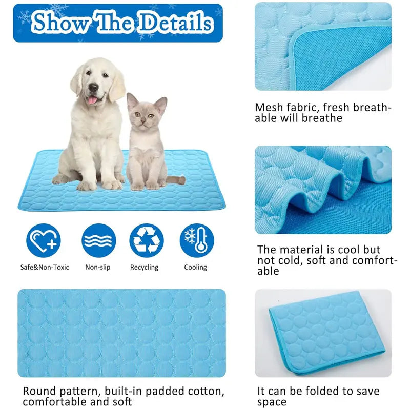 Dogs Self Cooling Mat Pet Cat Cooling Mat And Sleeping Pad For Pets Summer Cool Pads Blanket Washable Ice Silk Breathable Mat