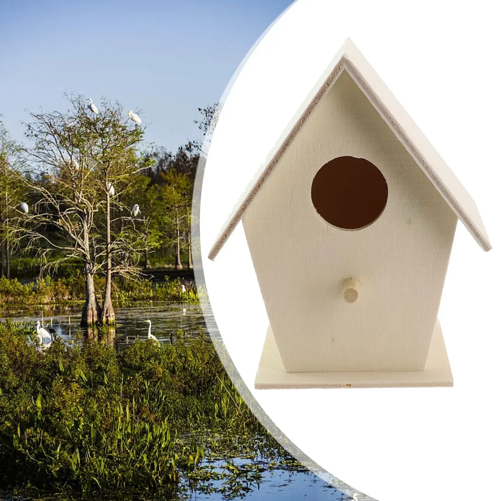 1pcs Wooden Bird House Nest Dox Nest House Bird  Craft Box Wooden Birdhouse Decoration For Home Garden DIY Supplies