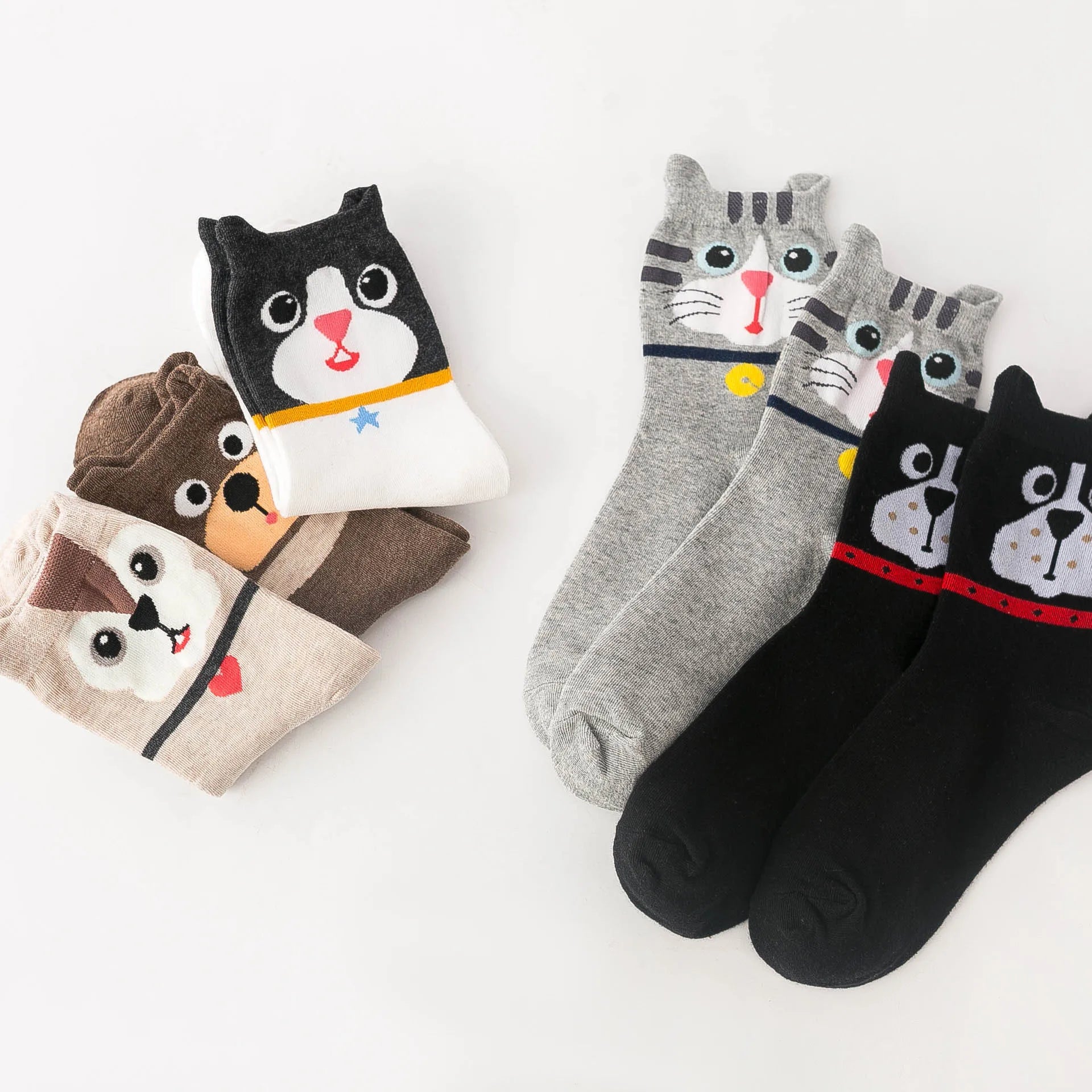 5 Pairs Women Socks Cartoon Cat Cute Funny Personality Soft Comfortable Chrismas Gift High Quality Cotton Socks For Women